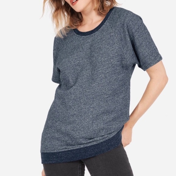 Everlane Tops - Everlane The Tunic French Terry Blue Sweatshirt